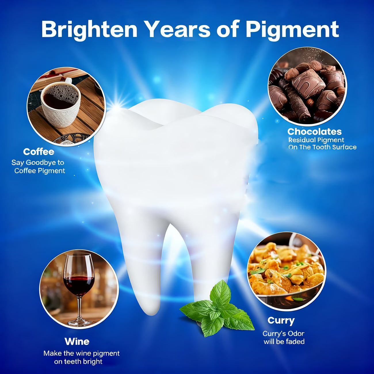 5D White Teeth Whitening Strips - removes coffee, wine, chocolate and curry stains