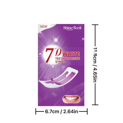 ShineSeek 7D White Teeth Whitening Strips packaging on a white background with dimension lines indicating 11.8cm height and 6.